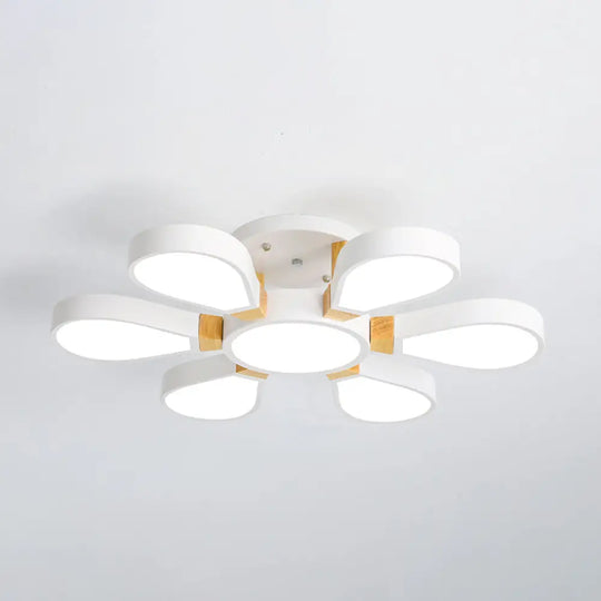 Nordic Style Led Ceiling Lamp - Petal Acrylic Shade Semi Flush Mount 6 / White