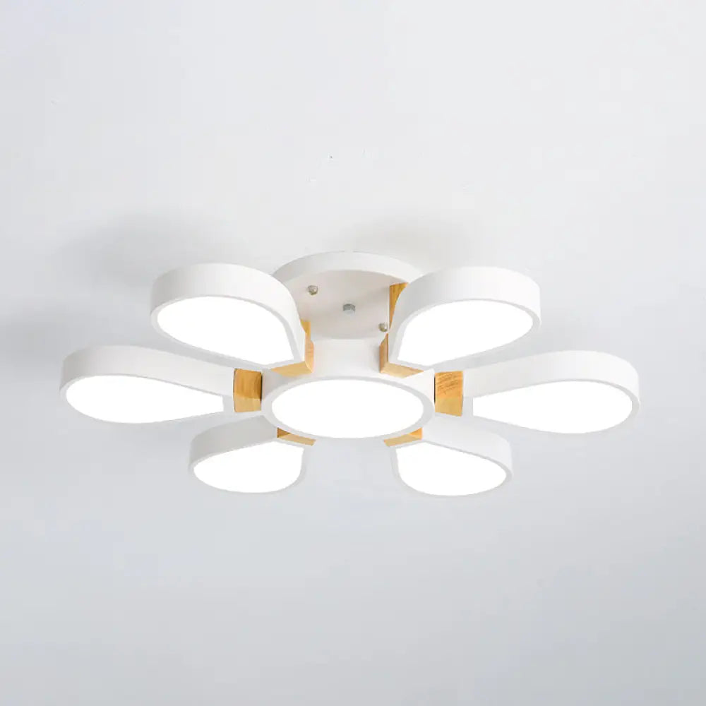 Nordic Style Led Ceiling Lamp - Petal Acrylic Shade Semi Flush Mount 6 / White Third Gear