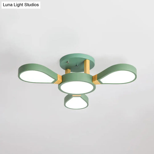 Nordic Style Led Ceiling Lamp - Petal Acrylic Shade Semi Flush Mount 3 / Green White