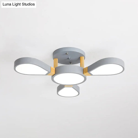 Nordic Style Led Ceiling Lamp - Petal Acrylic Shade Semi Flush Mount 3 / Grey Third Gear