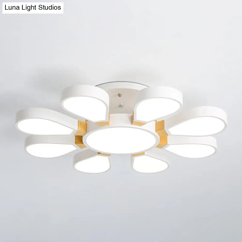 Nordic Style Led Ceiling Lamp - Petal Acrylic Shade Semi Flush Mount 8 / White