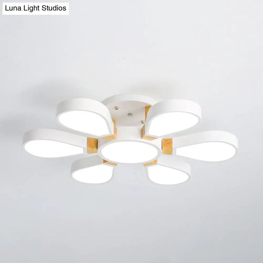 Nordic Style Led Ceiling Lamp - Petal Acrylic Shade Semi Flush Mount 6 / White
