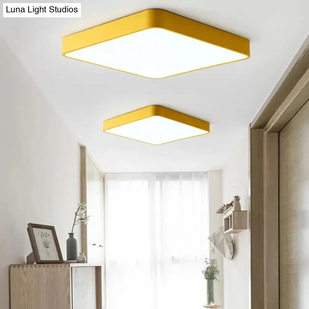 Nordic Style Led Ceiling Lamp - Slim Square Flush Mount For Offices & Hallways