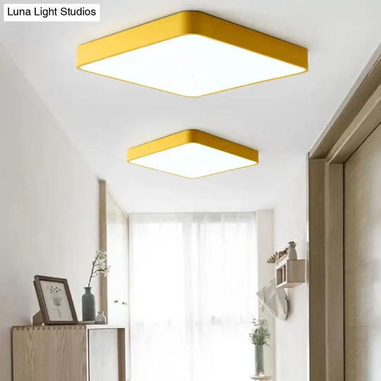 Nordic Style Led Ceiling Lamp - Slim Square Flush Mount For Offices & Hallways