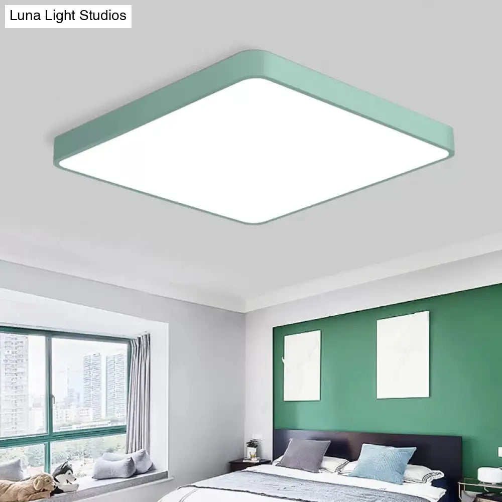 Nordic Style Led Ceiling Lamp - Slim Square Flush Mount For Offices & Hallways