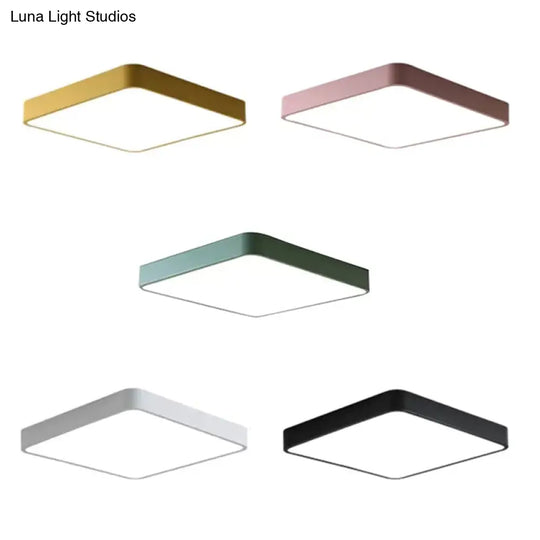 Nordic Style Led Ceiling Lamp - Slim Square Flush Mount For Offices & Hallways