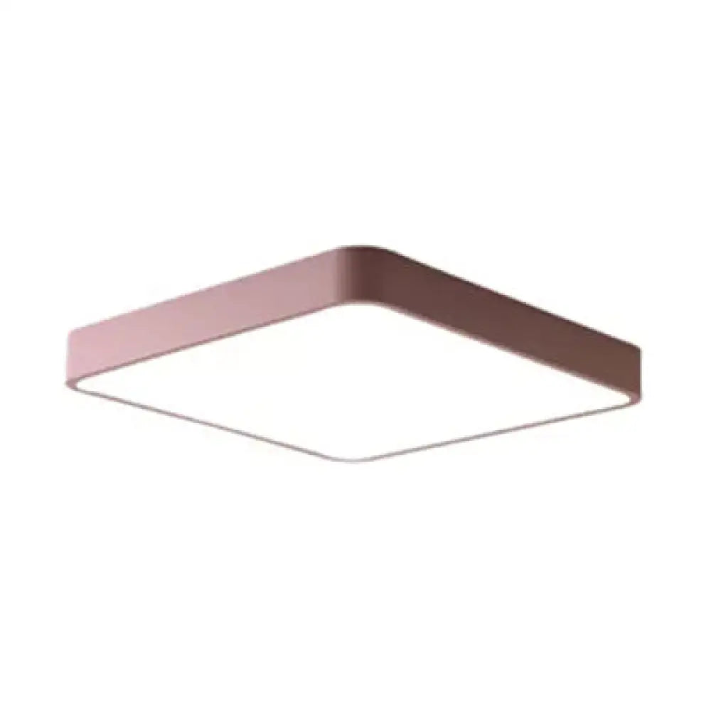 Nordic Style Led Ceiling Lamp - Slim Square Flush Mount For Offices & Hallways Pink / 12’