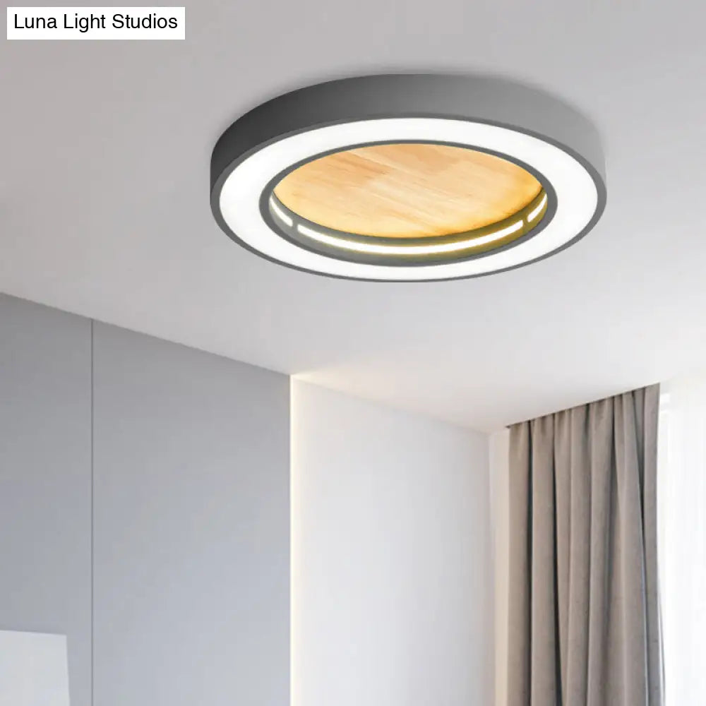 Nordic Style Led Ceiling Light For Boys Bedroom - Acrylic Wood Flushmount Fixture