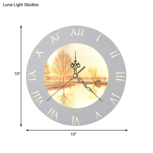 Nordic Style Led Clock Wall Light In Orange/Yellow - Perfect For Living Room Decor