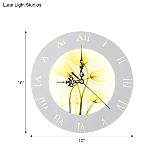 Nordic Style Led Clock Wall Light In Orange/Yellow - Perfect For Living Room Decor