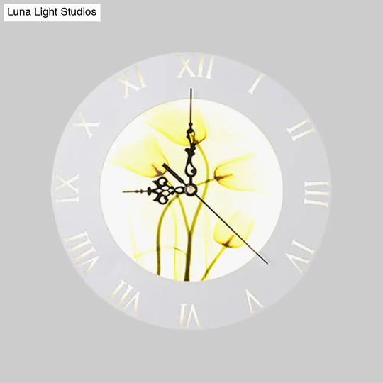 Nordic Style Led Clock Wall Light In Orange/Yellow - Perfect For Living Room Decor