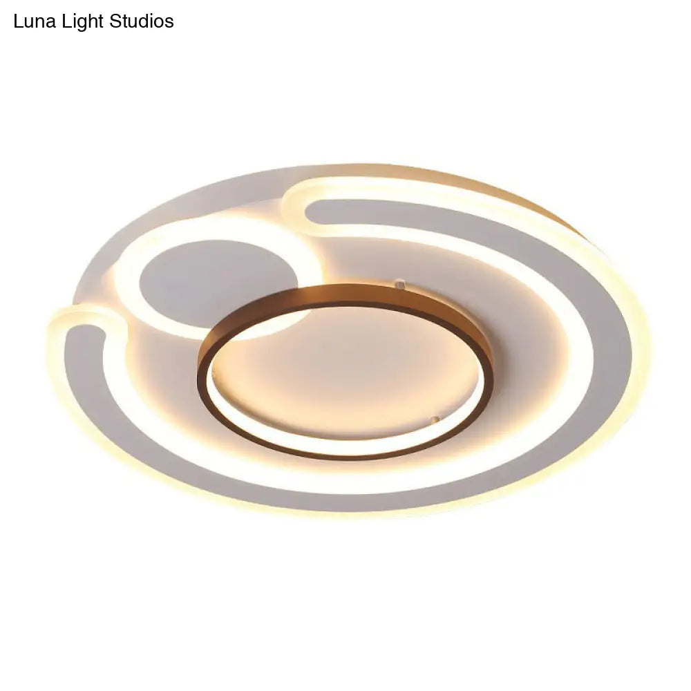 Nordic Style Led Coffee Flushmount Ceiling Light - Acrylic Circular Shape