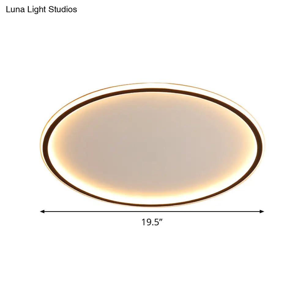 Nordic Style Led Disc Ceiling Light - Aluminum Black Flush Lamp Remote Control Dimming 16/19.5/23.5