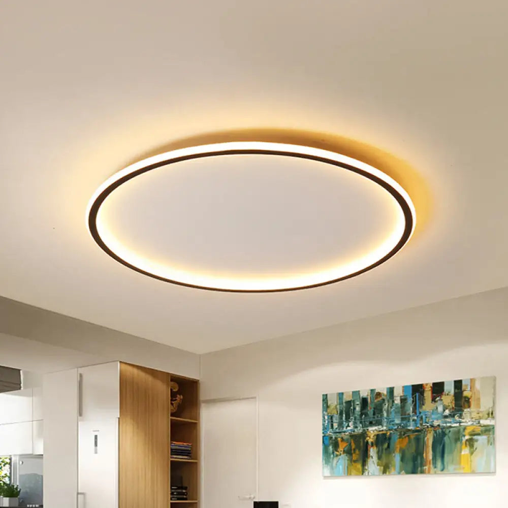 Nordic Style Led Disc Ceiling Light - Aluminum Black Flush Lamp Remote Control Dimming 16/19.5/23.5