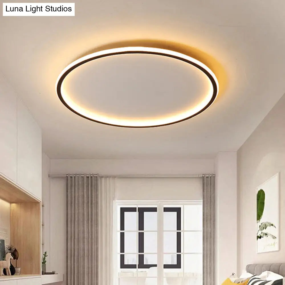 Nordic Style Led Disc Ceiling Light - Aluminum Black Flush Lamp Remote Control Dimming 16/19.5/23.5