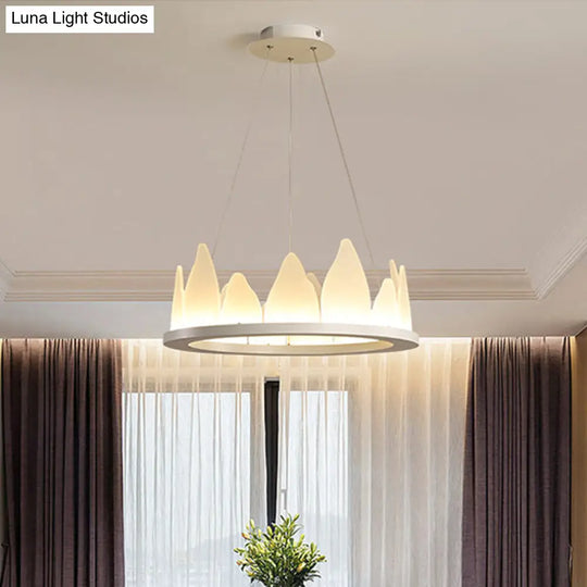 Nordic Style Led Flaky Acrylic Chandelier Light - White Circular Hanging Lamp In Warm/White