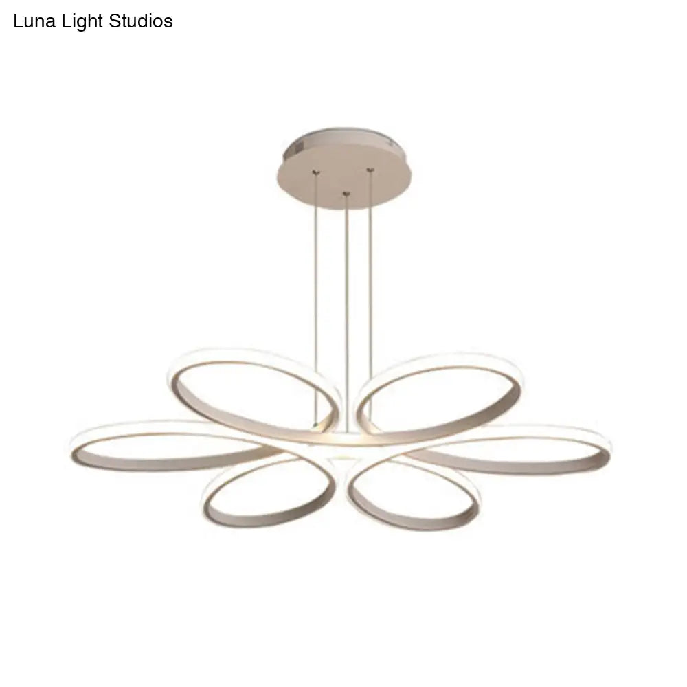 Nordic Style Led Floral Ceiling Chandelier For Metallic Living Room Ambiance