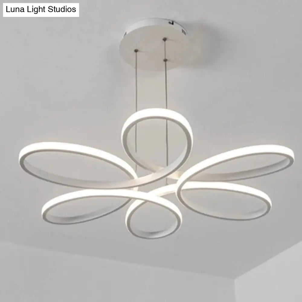 Nordic Floral Led Ceiling Chandelier - Metallic Living Room Light Fixture White / 23 Natural