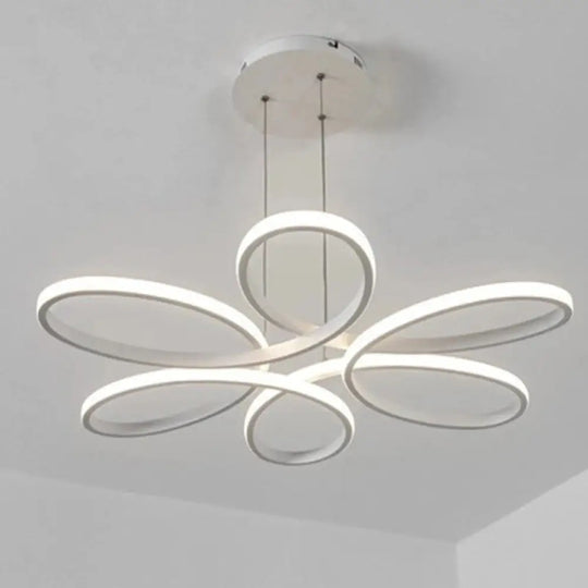 Nordic Style Led Floral Ceiling Chandelier For Metallic Living Room Ambiance White / 23’’ Natural