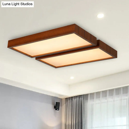Nordic Style Led Flush Ceiling Light With Wooden Edge - Ideal For Offices