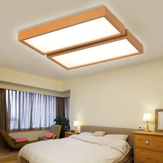Nordic Style Led Flush Ceiling Light With Wooden Edge - Ideal For Offices 2 / Wood Warm