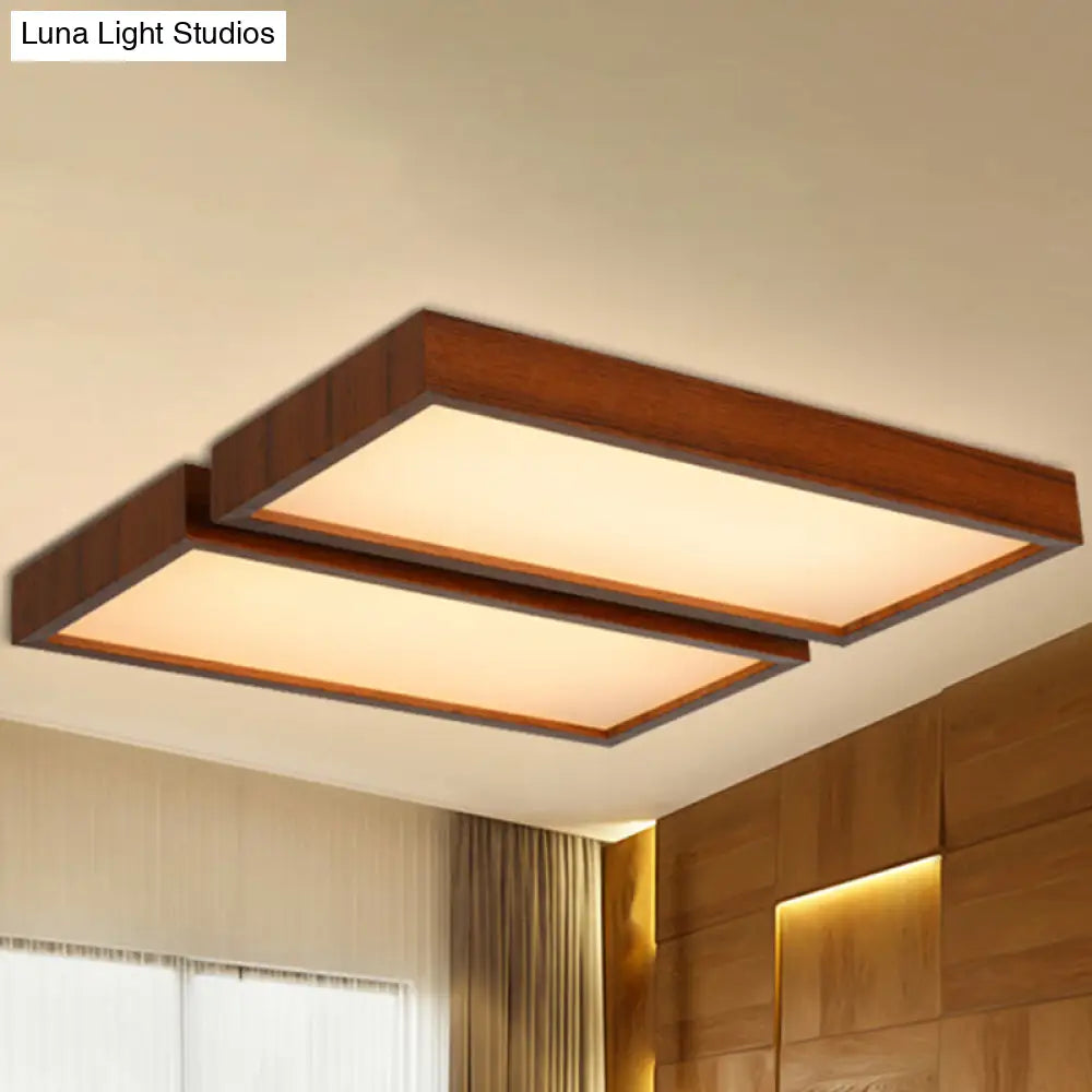 Nordic Style Led Flush Ceiling Light With Wooden Edge - Ideal For Offices 2 / Dark Wood White