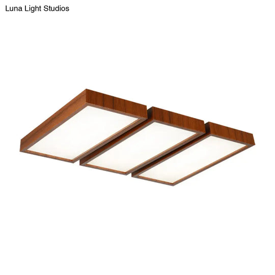 Nordic Style Led Flush Ceiling Light With Wooden Edge - Ideal For Offices