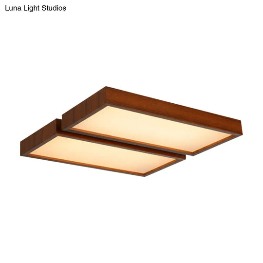 Nordic Style Led Flush Ceiling Light With Wooden Edge - Ideal For Offices