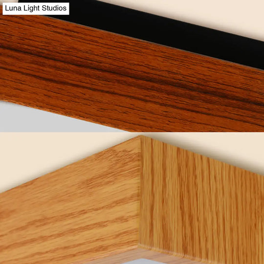 Nordic Style Led Flush Ceiling Light With Wooden Edge - Ideal For Offices