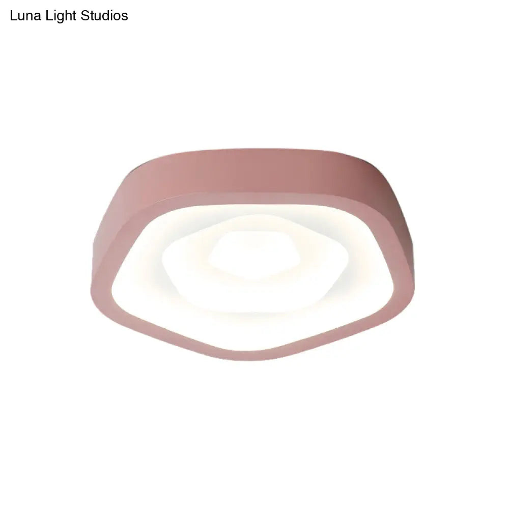 Nordic Style Led Flush Mount Bedroom Ceiling Light With Rose Shade - Perfect For Kids