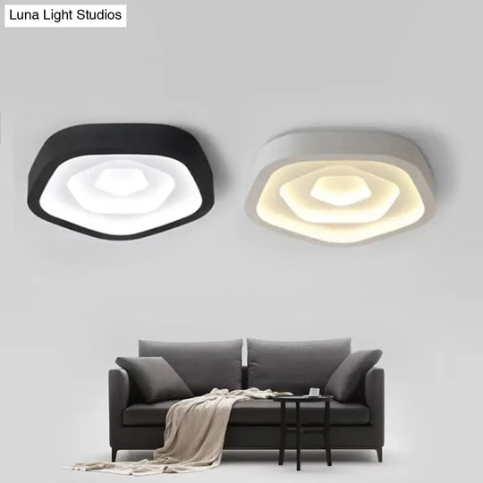 Nordic Style Led Flush Mount Bedroom Ceiling Light With Rose Shade - Perfect For Kids Black / 20.5