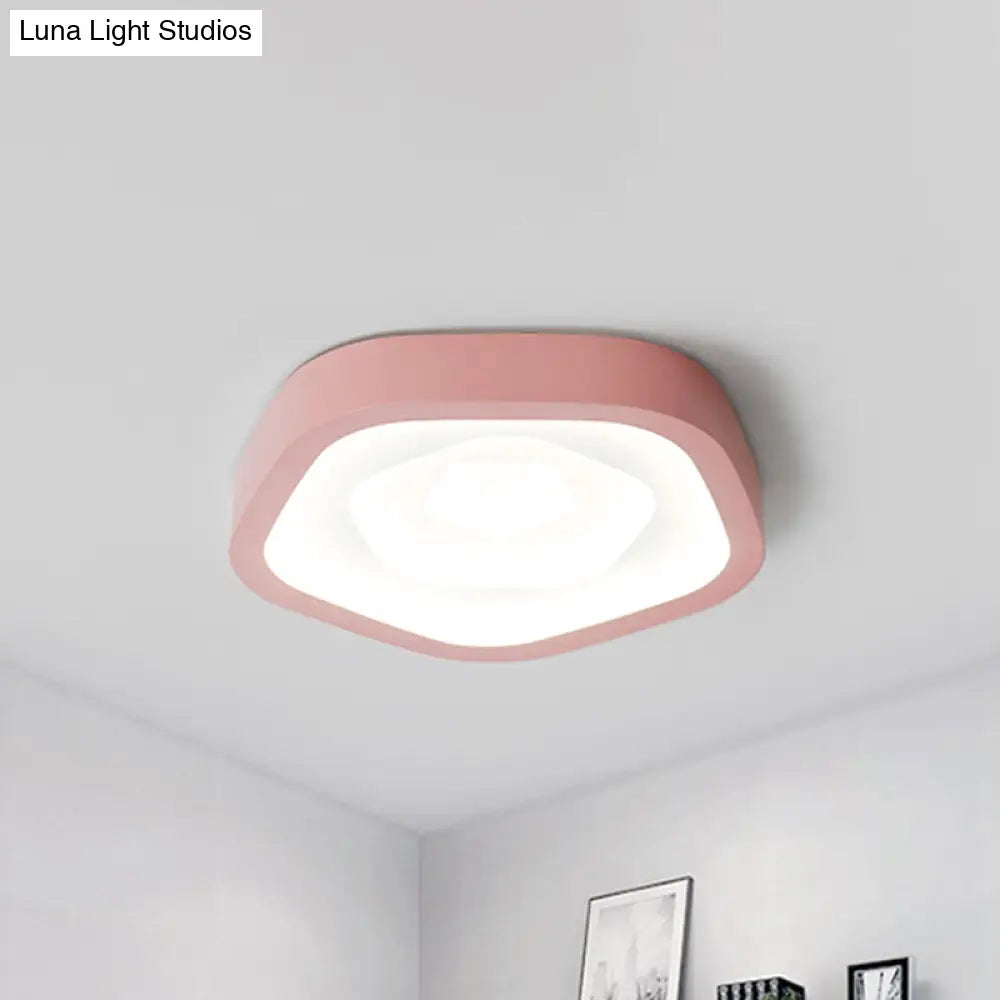 Nordic Style Led Flush Mount Bedroom Ceiling Light With Rose Shade - Perfect For Kids Pink / 20.5
