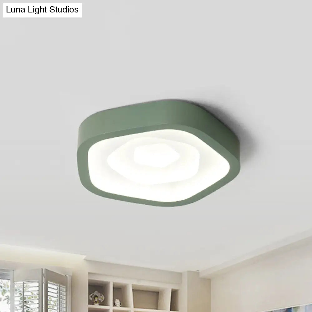 Nordic Style Led Flush Mount Bedroom Ceiling Light With Rose Shade - Perfect For Kids Green / 20.5