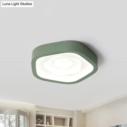 Nordic Style Led Flush Mount Bedroom Ceiling Light With Rose Shade - Perfect For Kids Green / 20.5