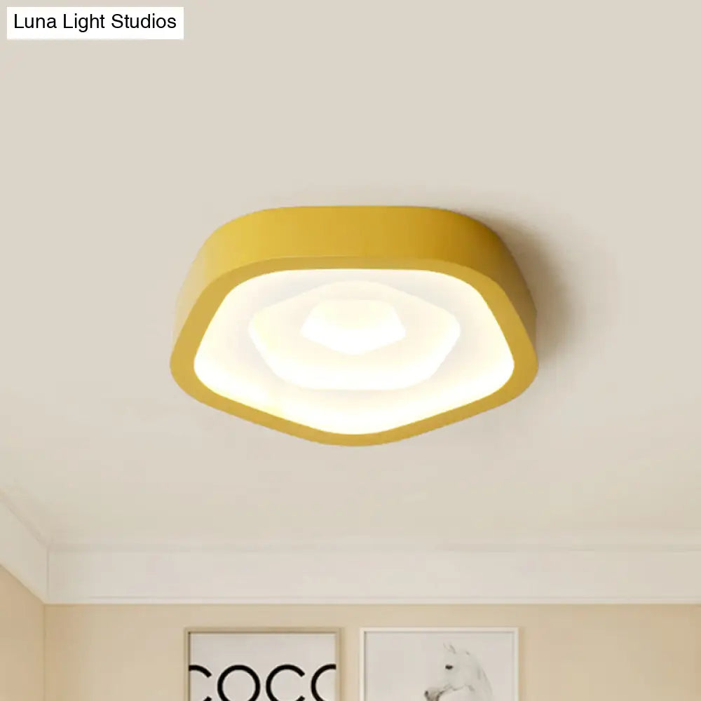 Nordic Style Led Flush Mount Bedroom Ceiling Light With Rose Shade - Perfect For Kids Yellow / 20.5