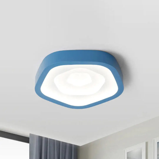 Nordic Style Led Flush Mount Bedroom Ceiling Light With Rose Shade - Perfect For Kids Blue /