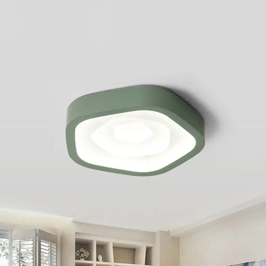 Nordic Style Led Flush Mount Bedroom Ceiling Light With Rose Shade - Perfect For Kids Green /