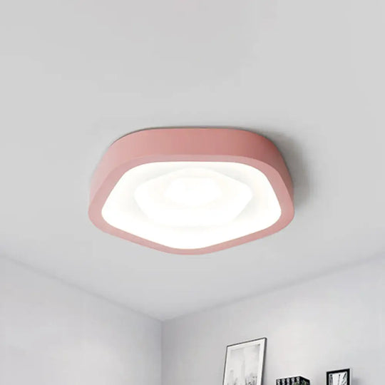 Nordic Style Led Flush Mount Bedroom Ceiling Light With Rose Shade - Perfect For Kids Pink /