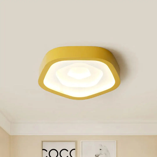 Nordic Style Led Flush Mount Bedroom Ceiling Light With Rose Shade - Perfect For Kids Yellow /