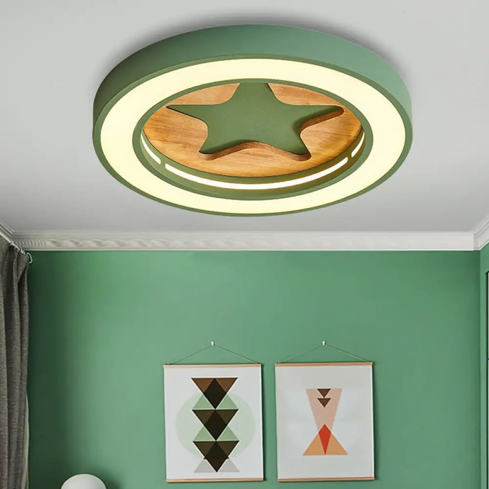 Nordic Style Led Flush Mount Ceiling Light For Corridors - Slim & Stylish Acrylic Lamp Green