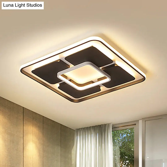 Nordic Style Led Flush Mount Ceiling Light In Black And White - 18’/23.5’/35.5’ W