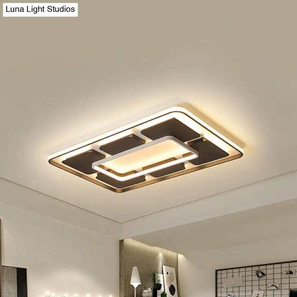 Nordic Style Led Flush Mount Ceiling Light In Black And White - 18’/23.5’/35.5’ W