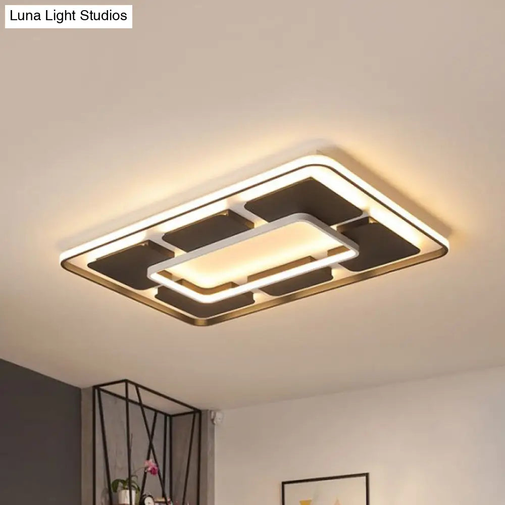 Nordic Style Led Flush Mount Ceiling Light In Black And White - 18’/23.5’/35.5’ W