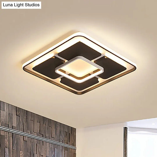 Nordic Style Led Flush Mount Ceiling Light In Black And White - 18/23.5/35.5 W Black-White / 18 Warm