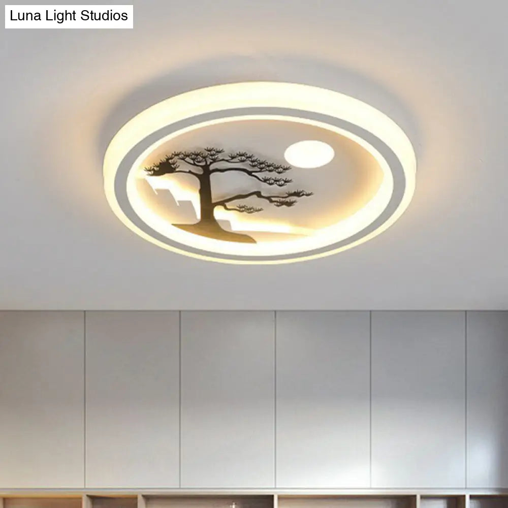 Nordic Style Led Flush Mount Ceiling Light In White - Circular Bedroom Lighting Fixture