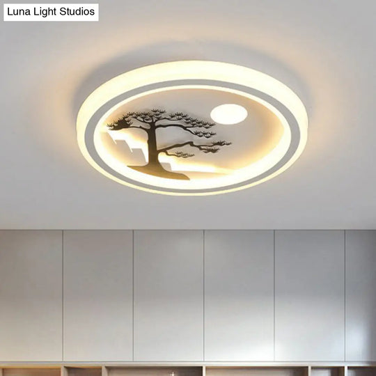 Nordic Style Led Flush Mount Ceiling Light In White - Circular Bedroom Lighting Fixture