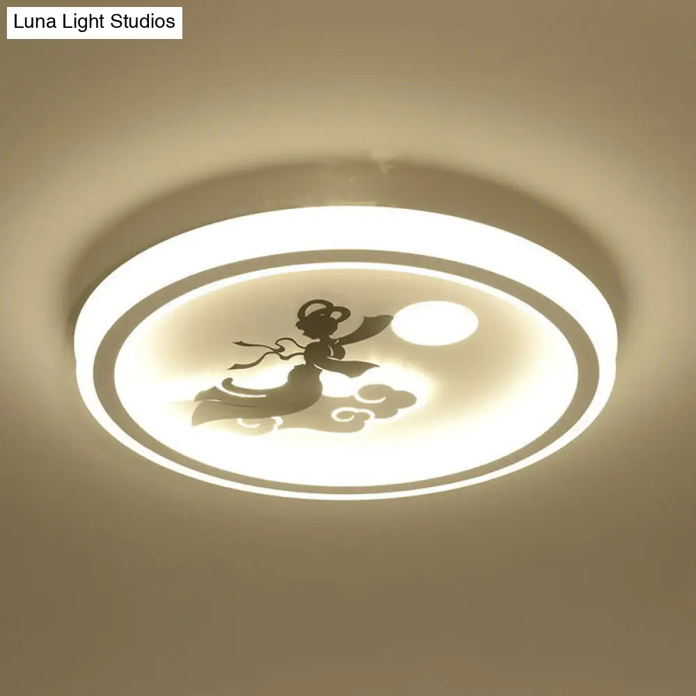 Nordic Style Led Flush Mount Ceiling Light In White - Circular Bedroom Lighting Fixture / Portrait