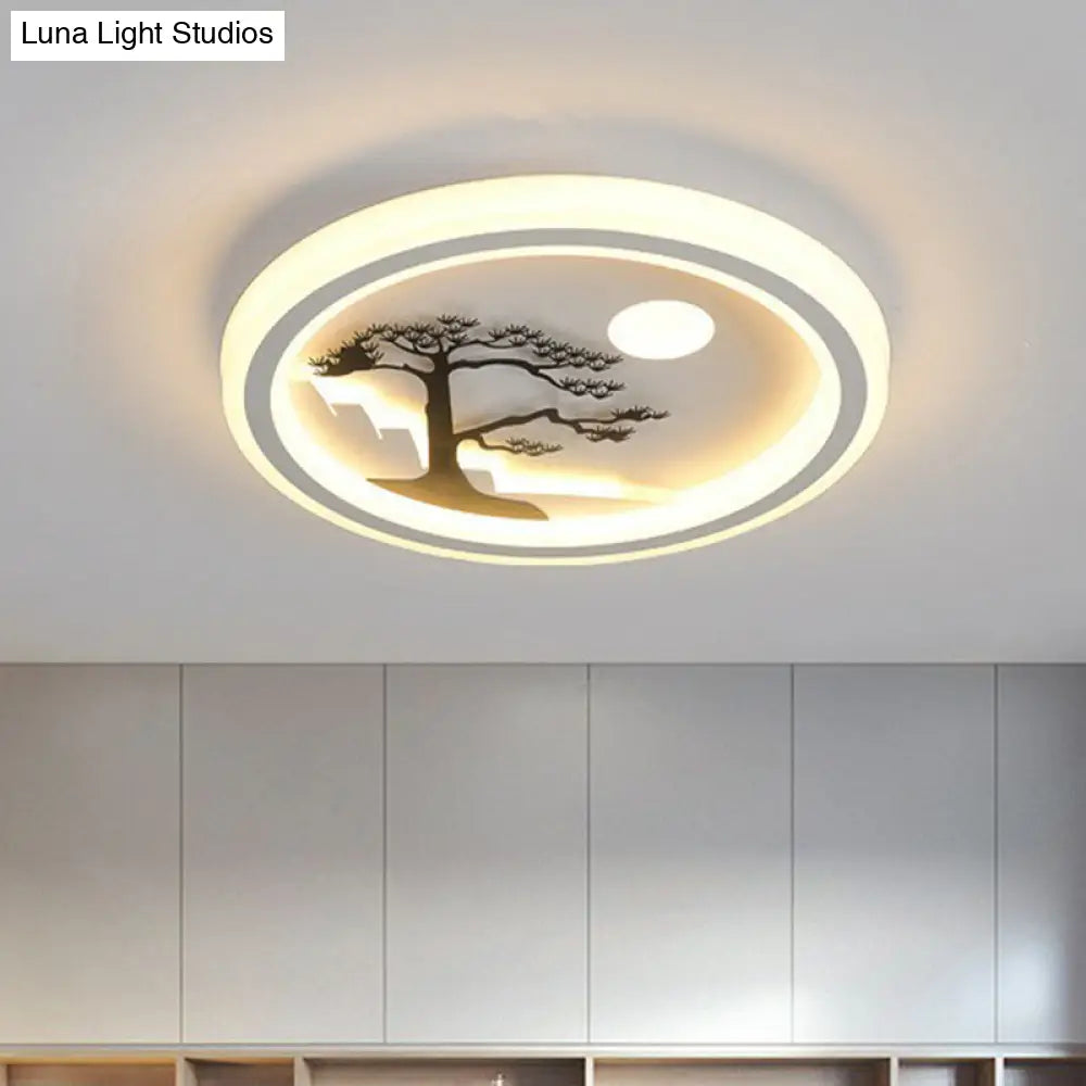 Nordic Style Led Flush Mount Ceiling Light In White - Circular Bedroom Lighting Fixture