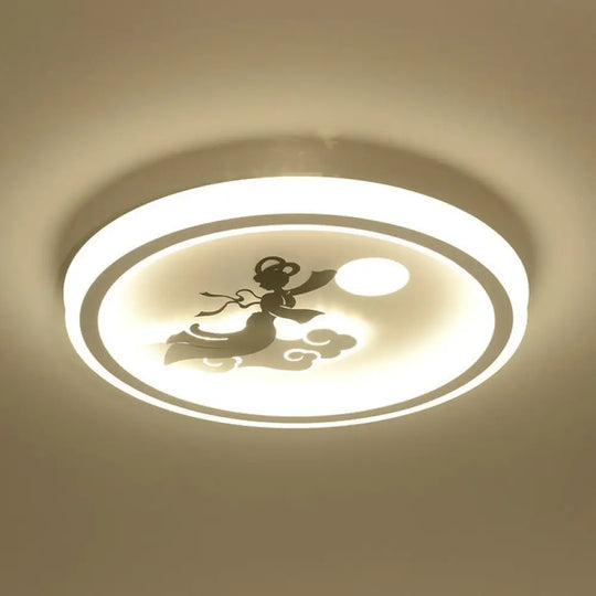 Nordic Style Led Flush Mount Ceiling Light In White - Circular Bedroom Lighting Fixture / Portrait