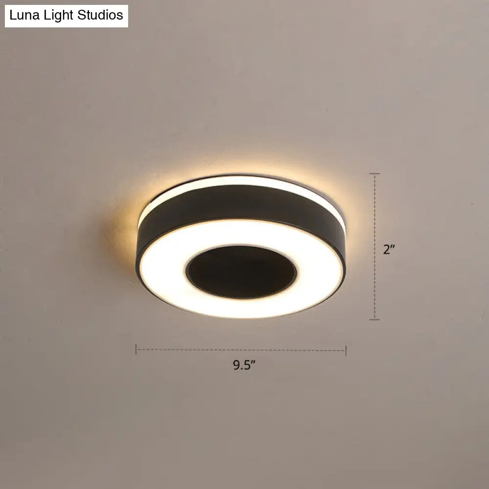 Nordic Style Led Flush Mount Ceiling Light With Acrylic Diffuser For Small Corridors Black / Warm